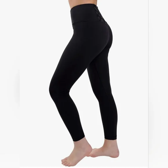 Yogalicious High Rise Squat Proof Criss Cross Yoga Pants Black XS - Picture 5 of 10
